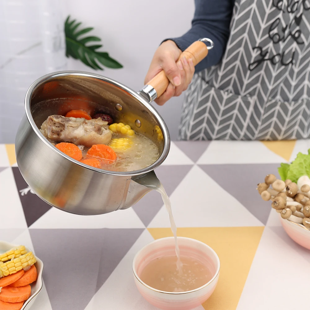 Stainless Steel Small Milk Pot With Strainer Oil Filter Soup Pot Saucepan With Glass Lid