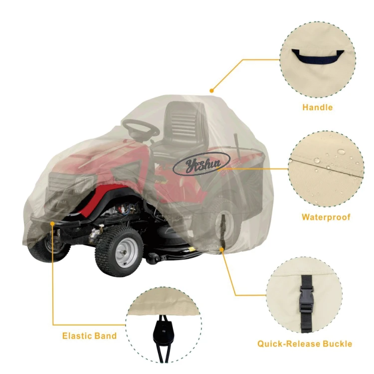 Custom 600D Coated PU PVC 100% Waterproof Universal Lawn Mower Protector Riding Garden Tractor Cover