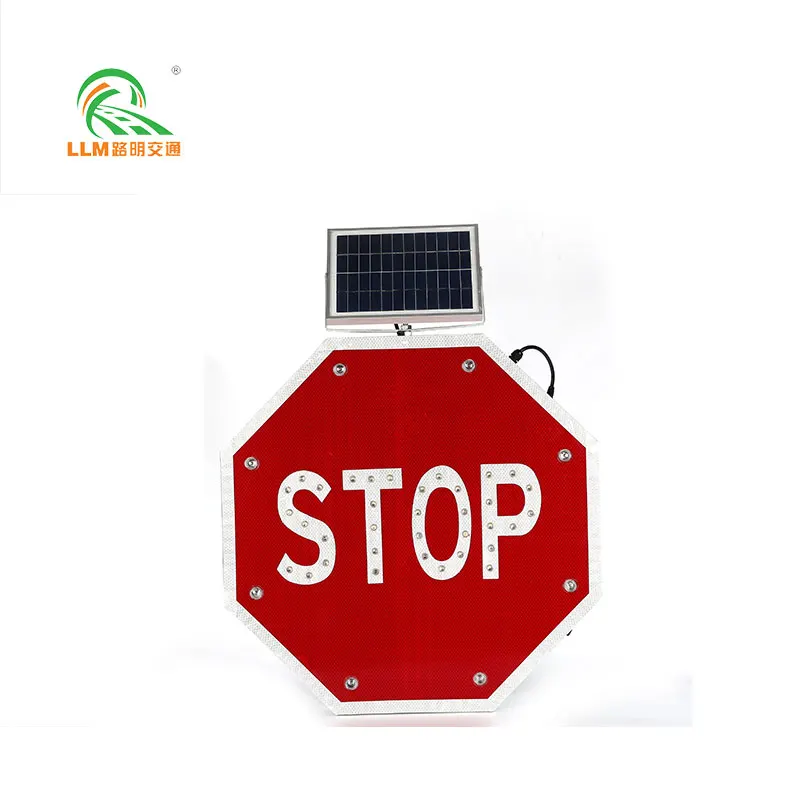 Solar electronic led traffic sign warning led solar powered illuminated road sign board road signage solar flashing street sign