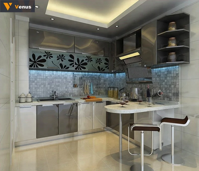 Bamboo kitchen island cart trolley cabinet foshan easy fitted classic style wooden kitchen furniture