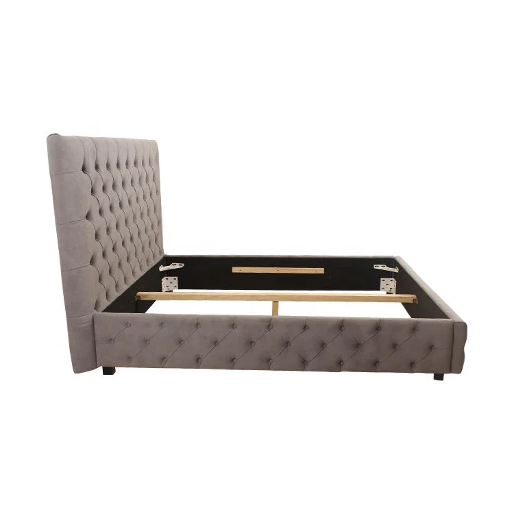 Queen King Size Bed Frame Round twin Tufted Buttons Storage luxury Upholstered Beds Lit Cama dobravel For Bedroom furniture