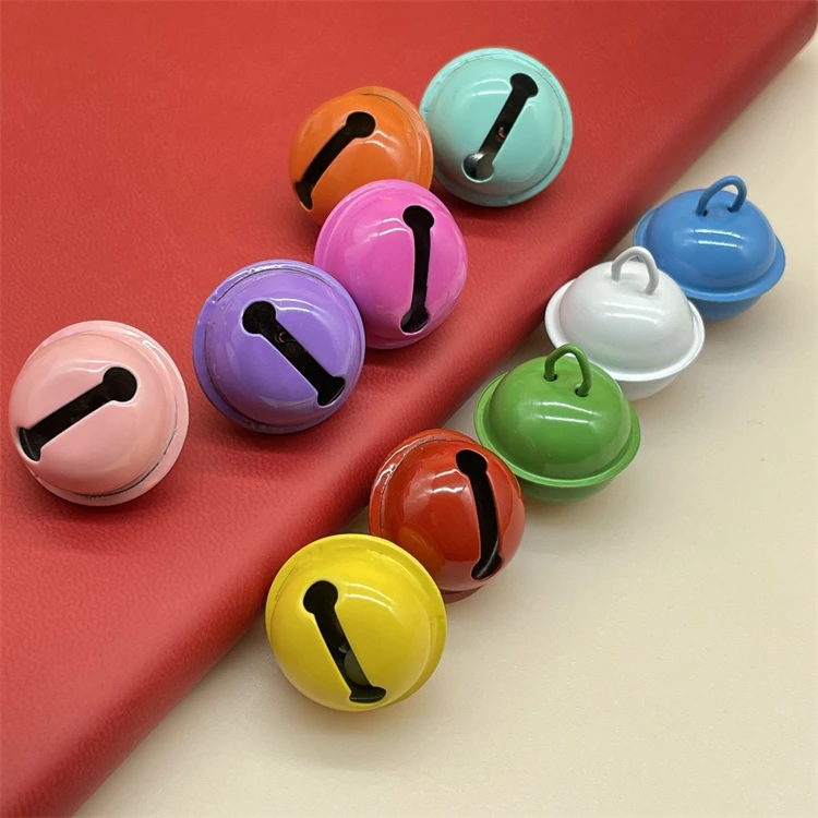 22mm Paint Candy Colored Pet Small Round Bell DIY Keychain Accessory Christmas Metal Pendant Bell