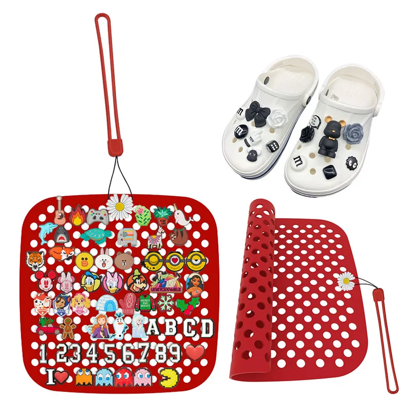 Hot sale Silicone Shoe Charms Organizer, Portable Roll Storage Bag Wall Mounted Hanging Display Stand