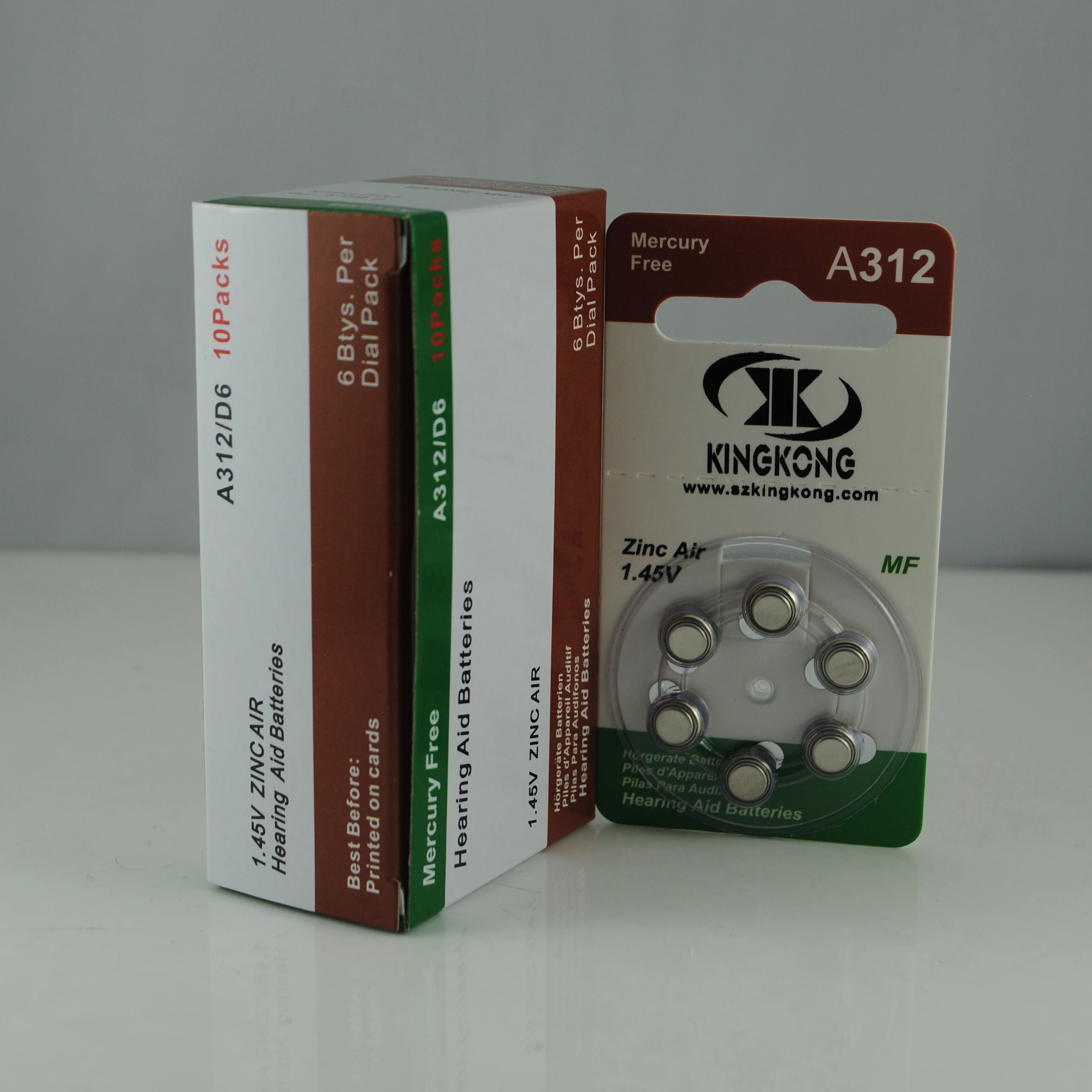 Kingkong brand PR41 A312 1.4v 170mAh zinc air Good Quality Hearing Aid Battery