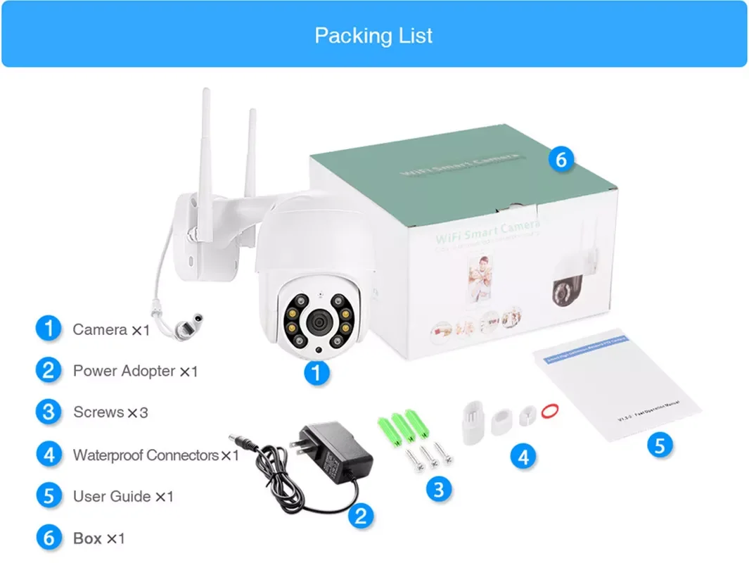 2MP Outdoor smart Wifi IP Camera 1080P Color IR Night Vision PTZ Camera Cloud Storage CCTV Security Camera