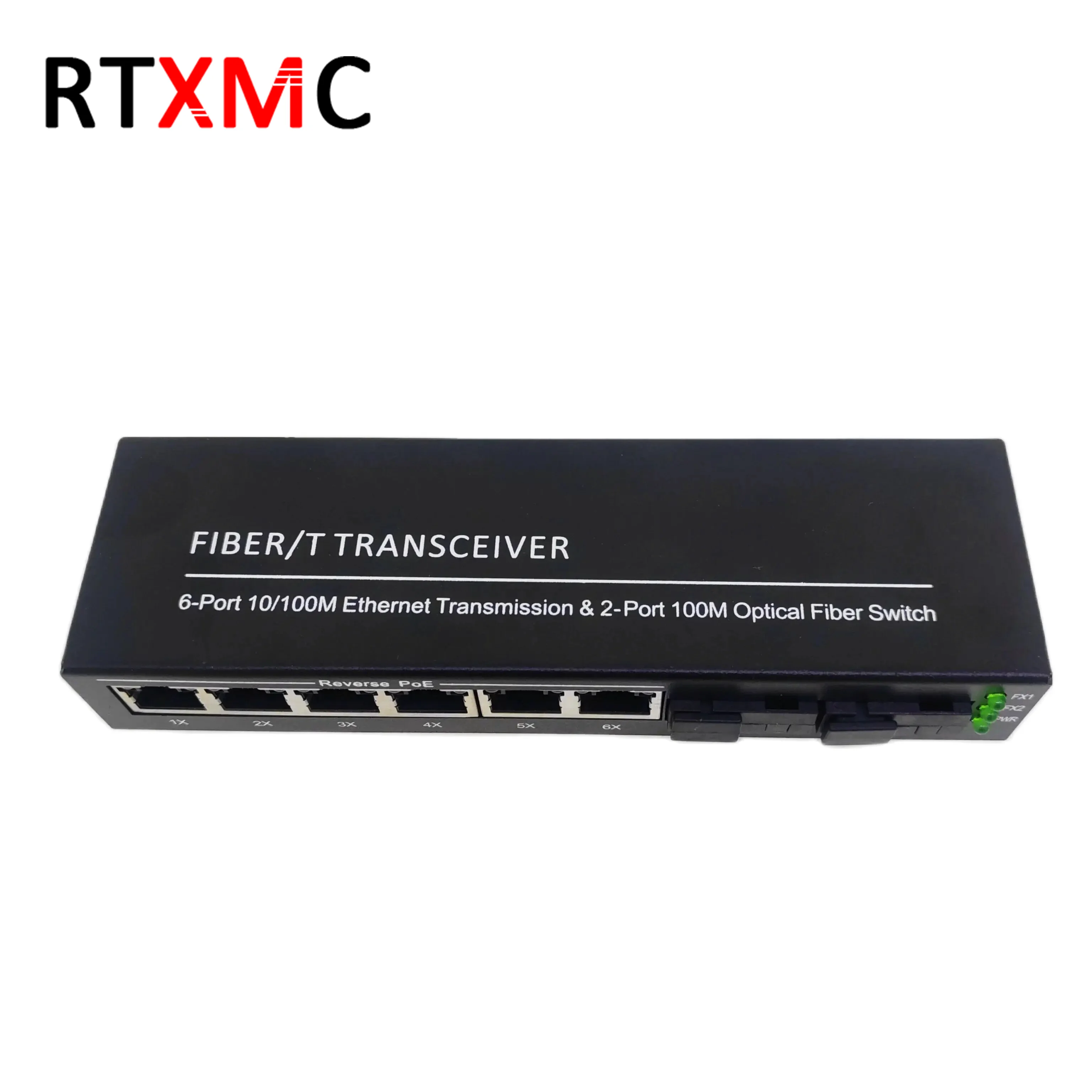 Fiber Optic Switch 10/100M 8 Port Reverse Poe Switch 2 SC 6 RJ45 Fast Ethernet Switch Fiber Optical Media Converter 2 FO 6 LAN
