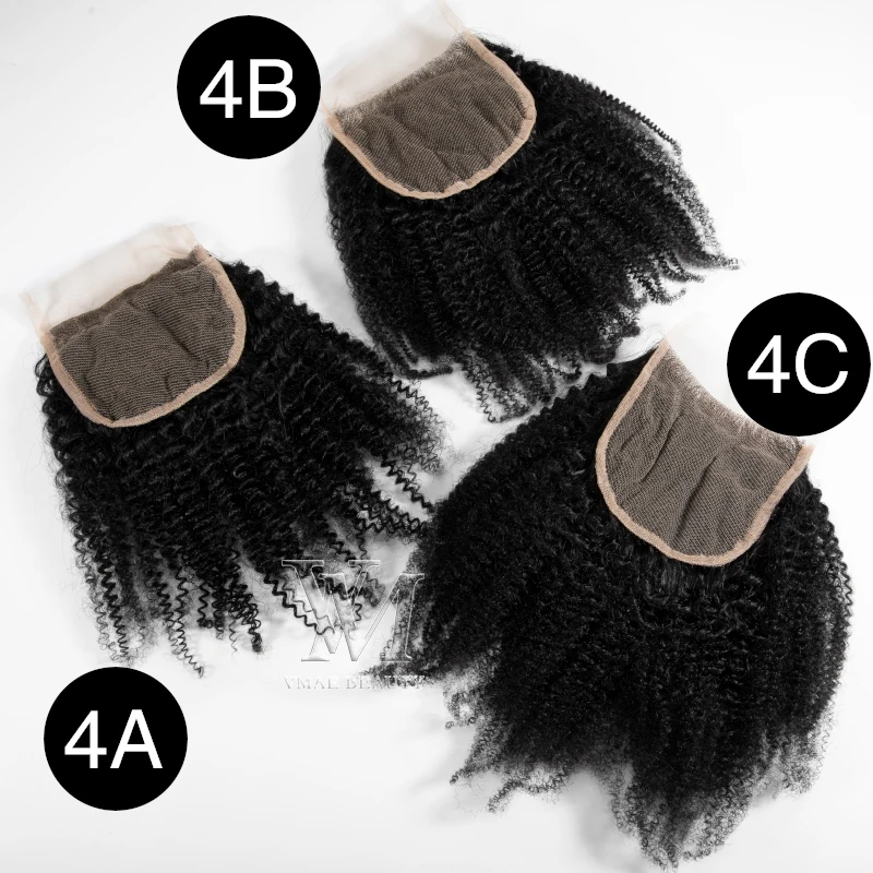 VMAE Raw Burmese Virgin Hair Cuticle Aligned 3A 3C 4A 4B 4C Kinky Afro Curly 3 Bundles Weft with 4*4 Lace Hair Closure