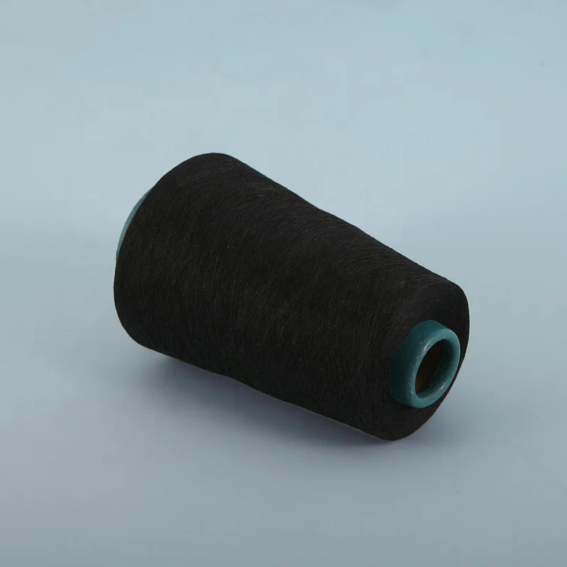 100% Polyester 32S Ring Spun Melange Yarn Hot Sale 100% Black Yarn For Knitting And Weaving
