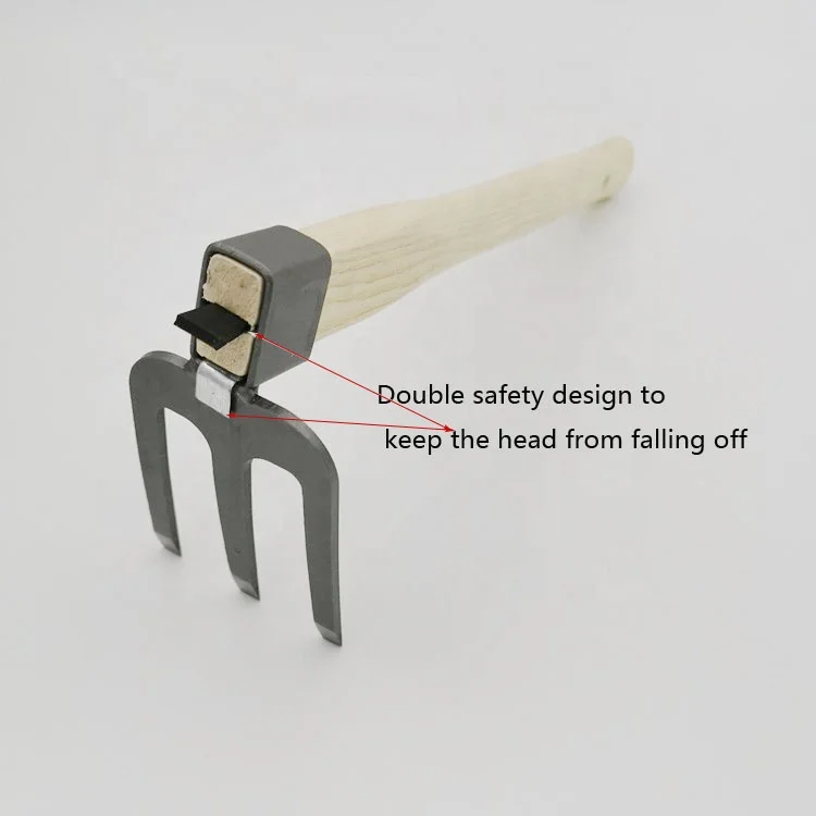 Высококачественные садовые детские инструменты с деревянной ручкой и тремя зубьями, Короткие небольшие грабли