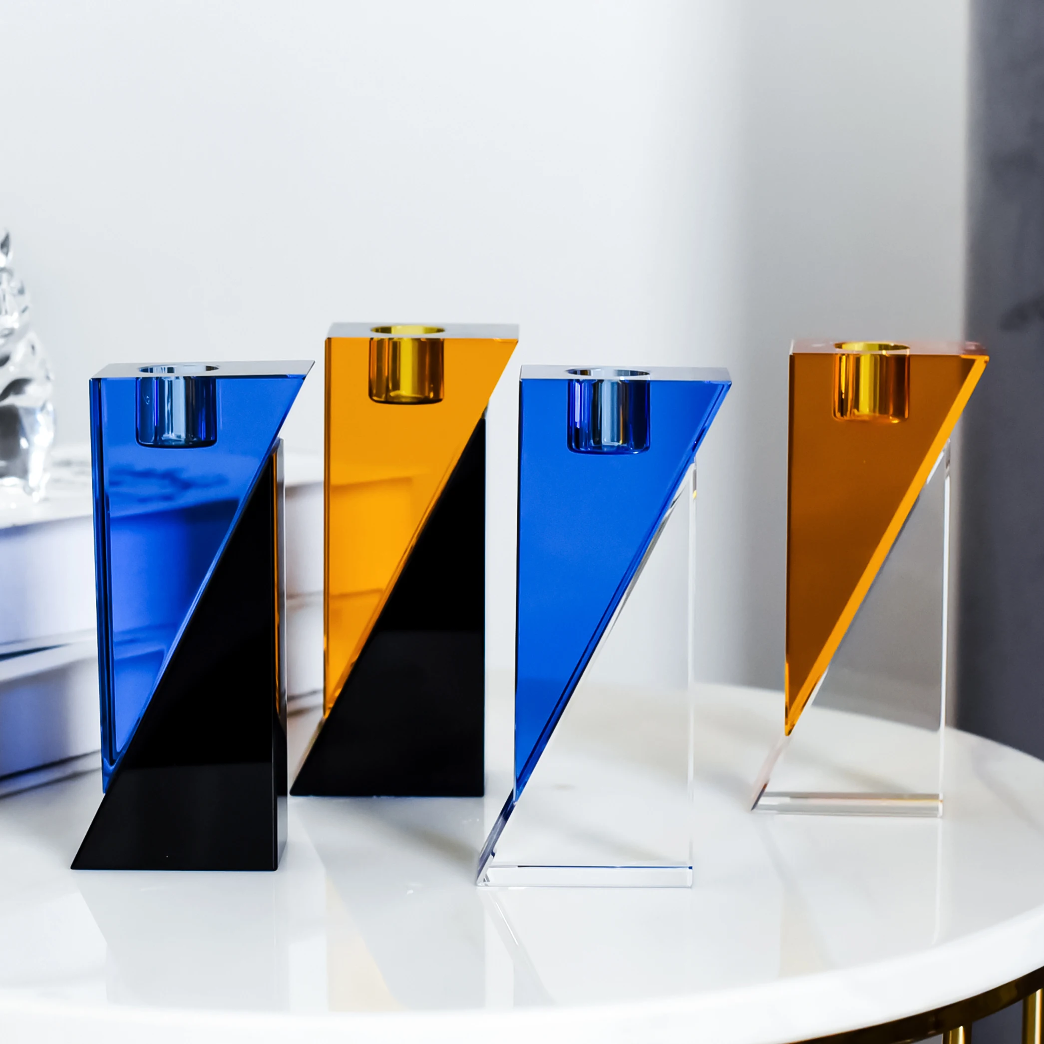 Элегантный Современный итальянский стиль новый дизайн цветной блок конусная вставка подсвечник для дома отеля офиса свадебное украшение