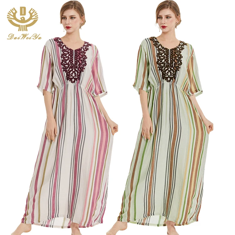 Длинная вышитая кристаллами Повседневная Ialamic Кувейт Дубай мусульманская одежда Abaya