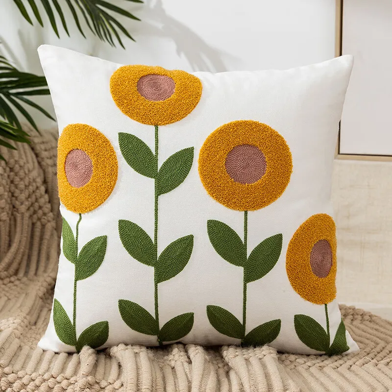 Home Decorative Geometric Throw Pillow Covers Soft Sofa Cotton  Embroidery Boho Cushion Covers With Tassels