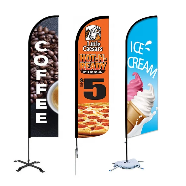 Custom Logo Print Feather Flag Promotional Advertising Teardrop Flag Banner Outdoor Custom Beach Feather Flag