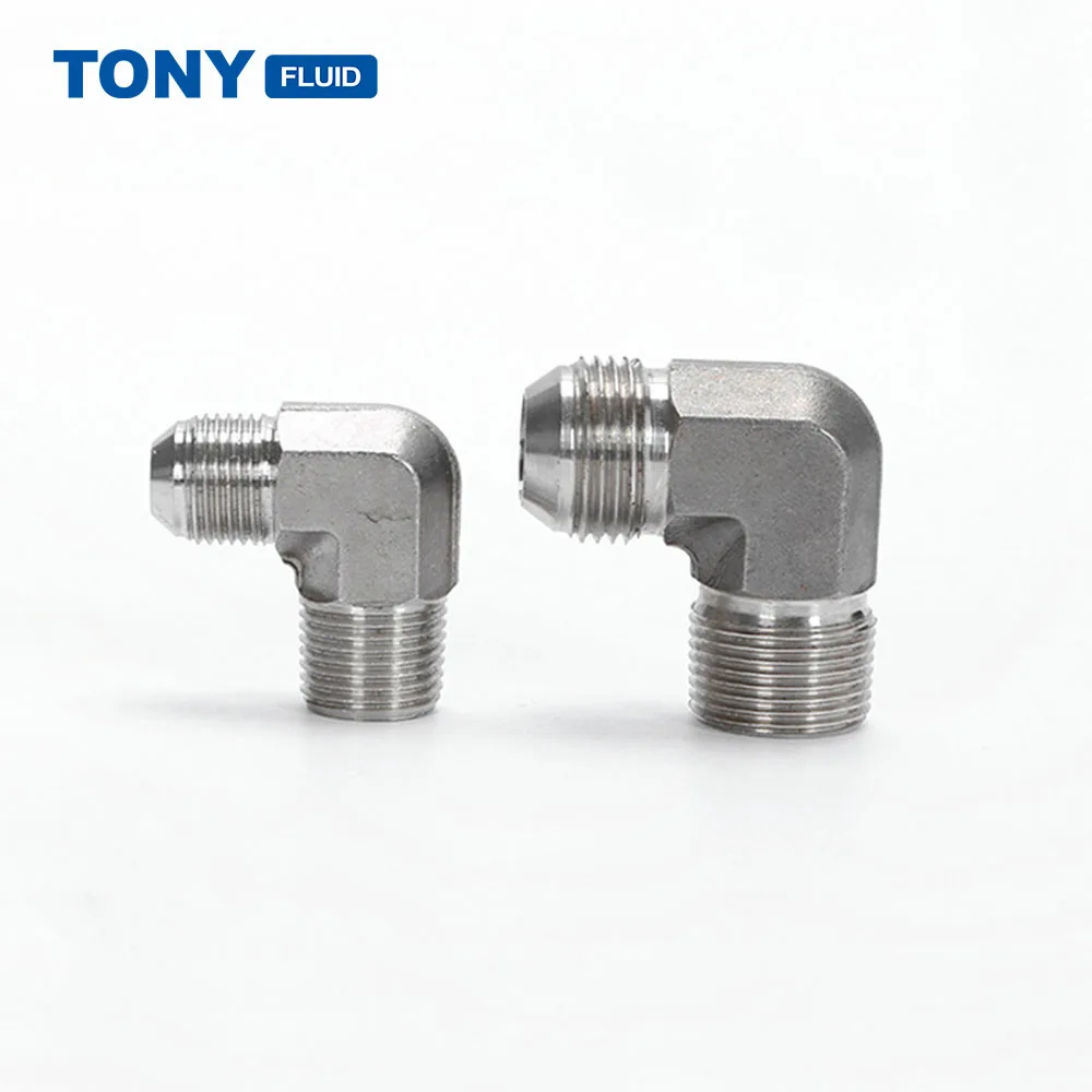 90 Degree Elbow Male JIC Flare to Male BSP NPT Stainless Steel High Pressure Pipe Fitting