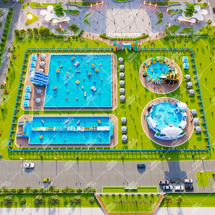 Parc Aquatique Custom Inflatable Ground Water Park Water Amusement Parks With Inflatable Pool For Sale