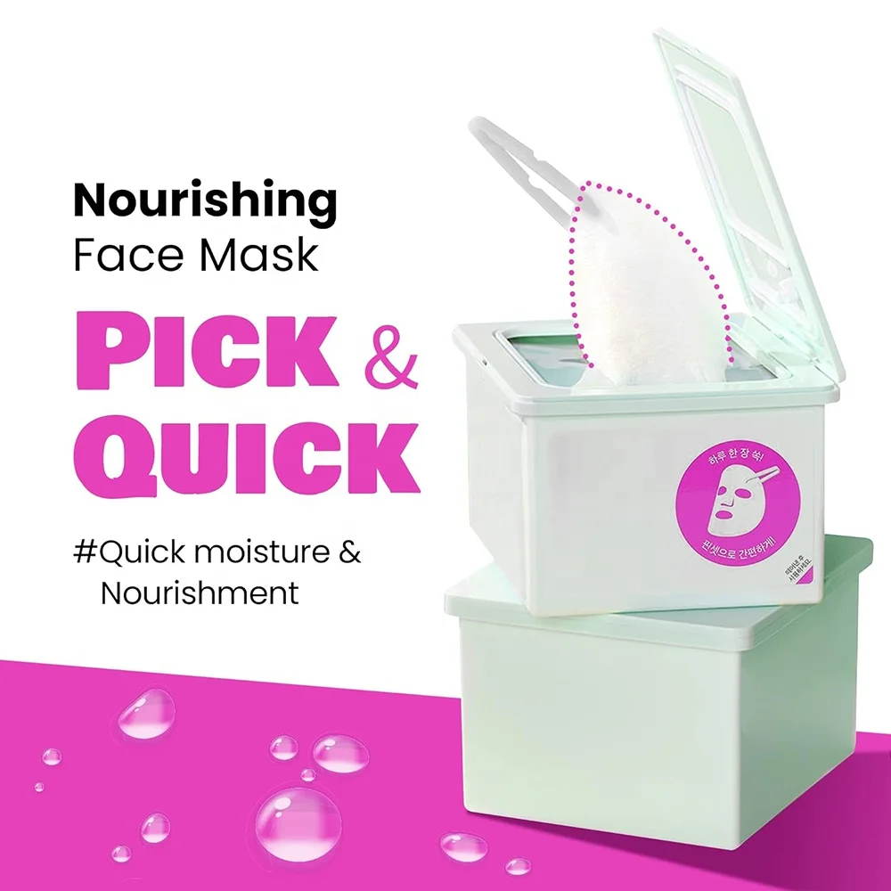 Collagen Ceramide Nourishing Moisture 30 Sheet Facial Mask Quick Dispenser Cotton Sheet for Firming Moisturizing Skin & Neck