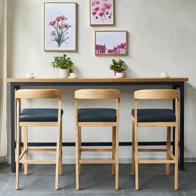 American Bar Chair Solid Wood Simple Retro High Seat Chair Designer Restaurant Pub High Dining Stool