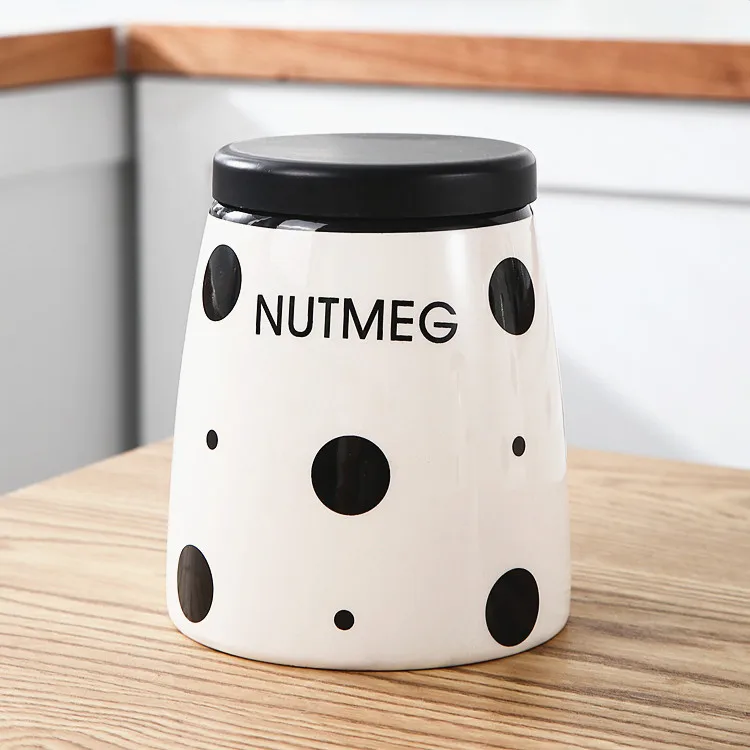 American kitchen storage ceramic garlic peppercorns nutmeg container jars hotel home goods storage canister set of 3