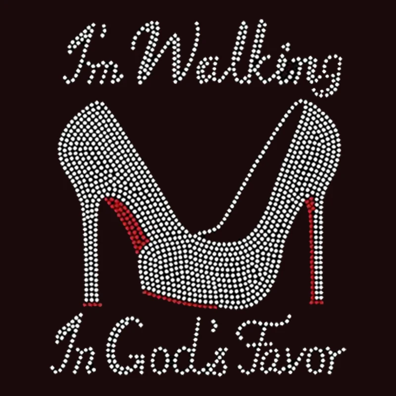 
Custom Walking by Faith Hotfix Rhinestone Heat Transfers Wholesale for T-shirts 