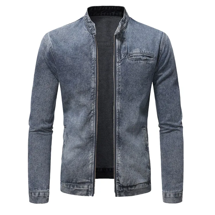Custom Casual Fashion Outwear Denim Mens Fashion Jacket Zip Up Denim Jacket Clothing Zipper Denim Jacket Men Dickey Style