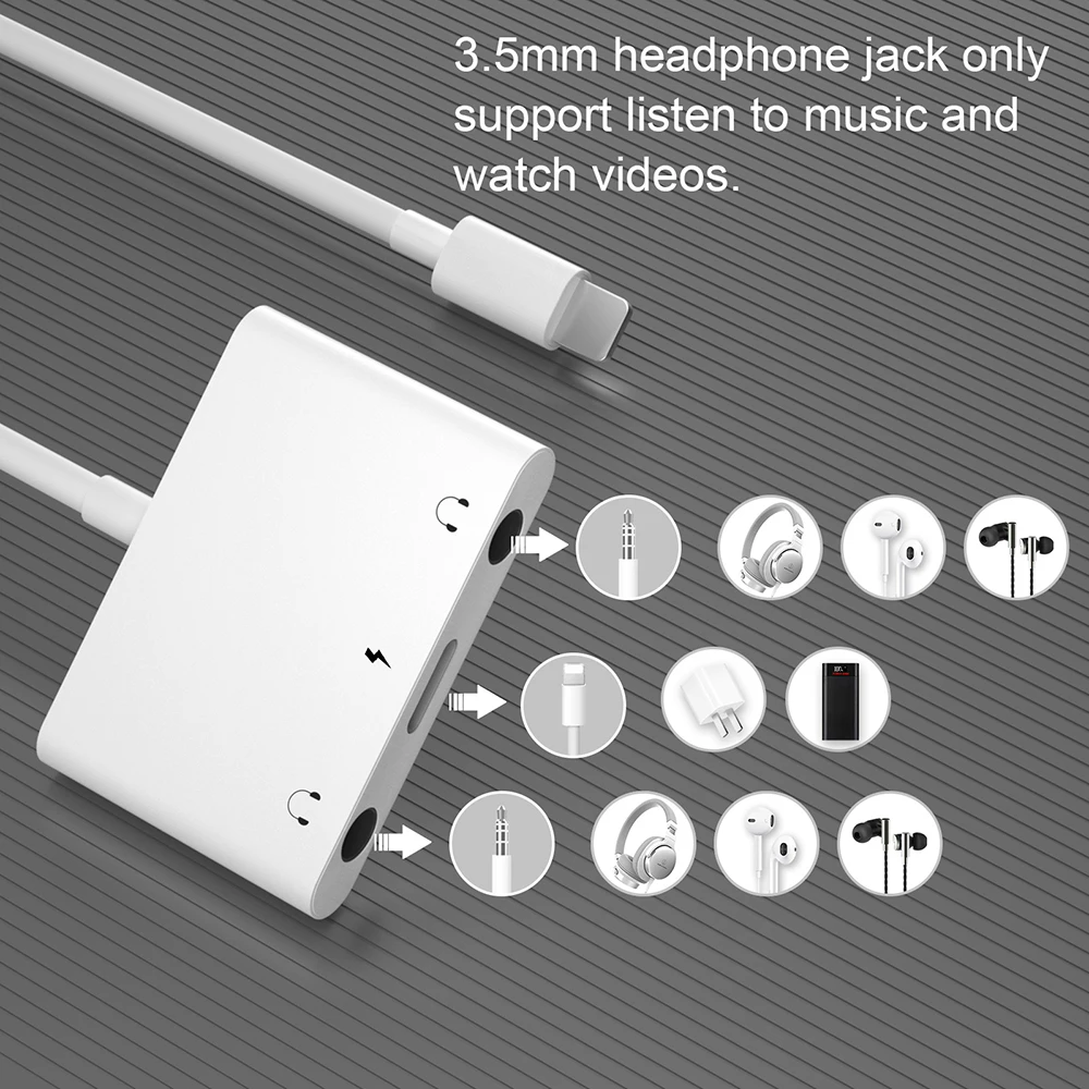 Audio adapter cable to lighting to 3.5mm adapter AUX Headset Adapter jack headphone earphones Convertor for iphone ipad