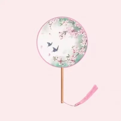 Деревянный полупрозрачный вентилятор Handfan с длинной ручкой танцевальный веер в старинном стиле вышивкой женский свадебный сувенирный подарок