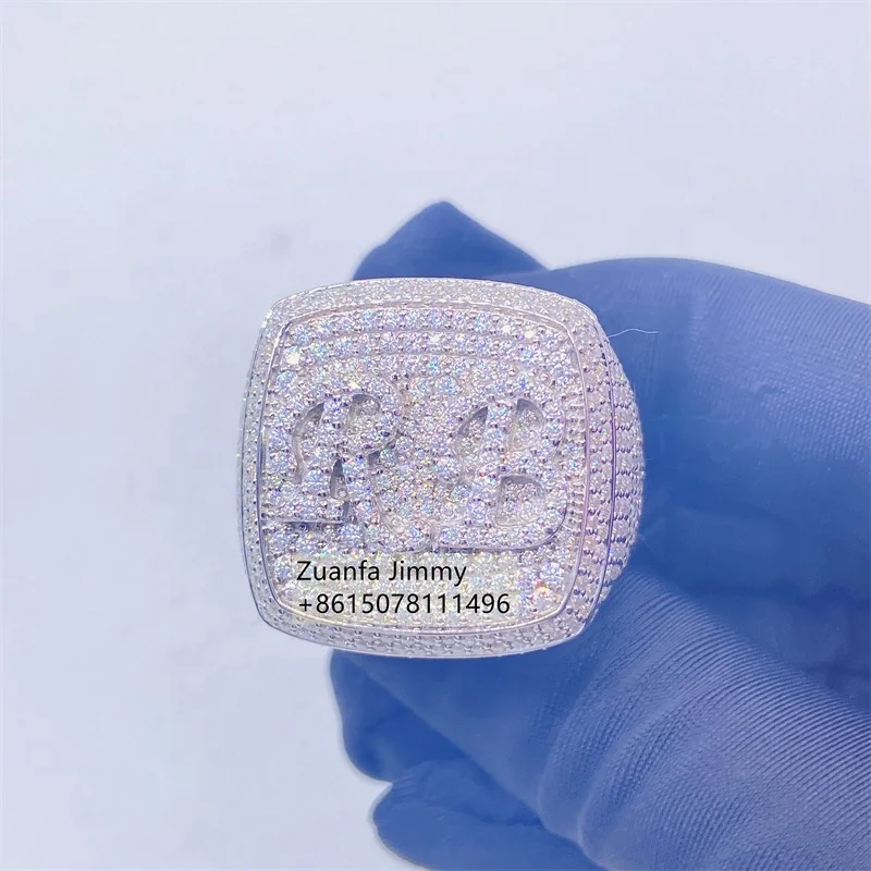 Hip Hop Ring Style Gold Color  Full with Iced Out VVS1 Moissanite Diamond Man  Champion Ring Pinky Ring