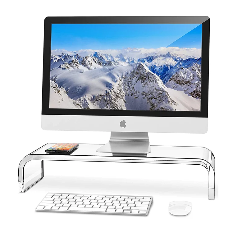 Monitor Desk Stand Acrylic Laptop Stand Riser Custom Size Clear Sturdy Platform PC Transparent Modern Commercial Furniture T/T