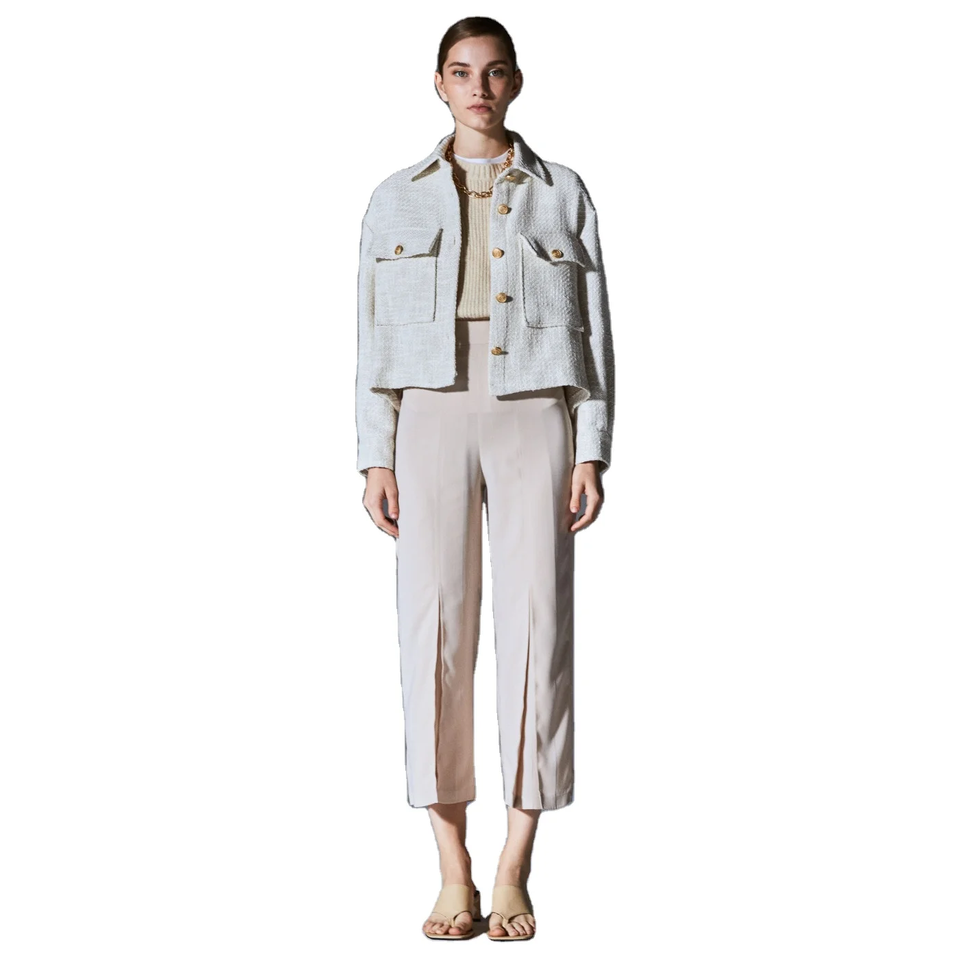 
Women Oversize Crop Jackets Winter/Spring Korean Style Vintage Long Back 