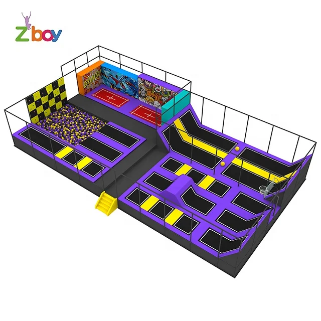 Professional Trampoline park equipment Manufacturer Kids Indoor Trampoline with Ninja obstacle