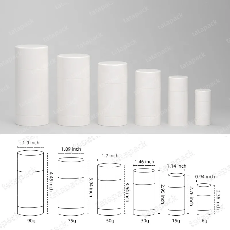 Wholesale white deodorant container 75g for lotion bar stick, virgin plastic 2.5oz twist up deodorant tube for solid sunscreens