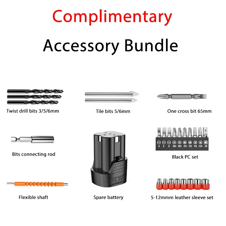 Wholesale 18pcs Portable 16.8V 2800MAH Cordless Drill Combo Kit Brushless Convenient Home DIY Power Tools OEM Battery Charger