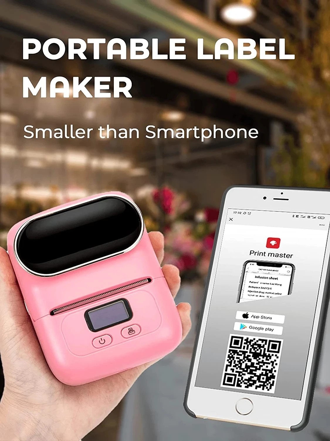 Phomemo M110 Mini Thermal BT Adhesive 203dpi Label Printer Portable Label Maker Inkless Printer Pocket Printer