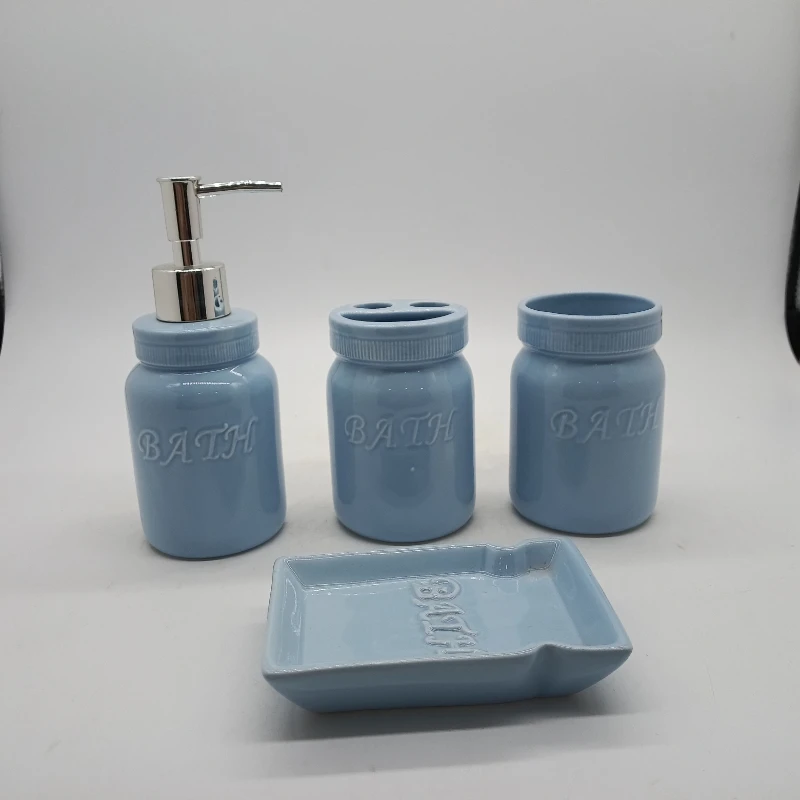 New designer Porcelain bathroom accessories set 5 piece bath decor ensemble marble ceramic bathroom set wholesale