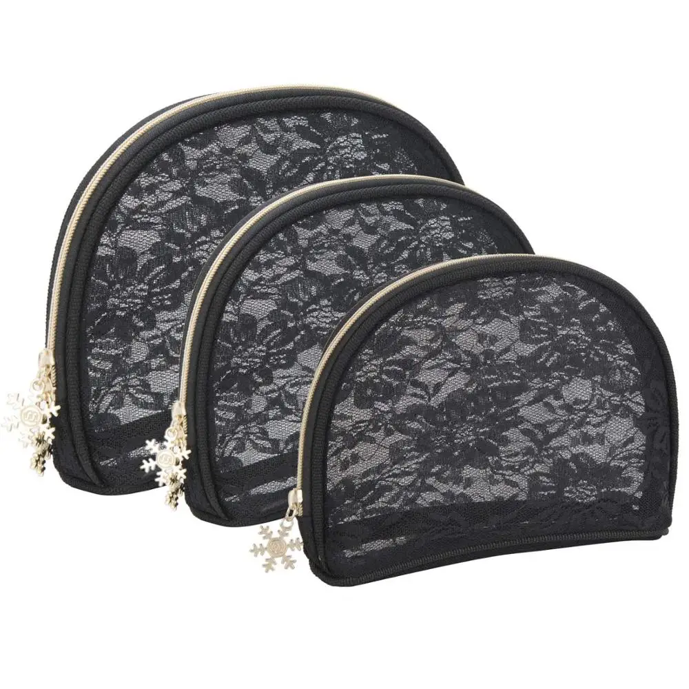 
Mesh Makeup Bag for Purse See Through Floral Cosmetic Pouch Handy Make Up Bags 