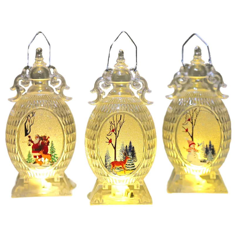 Xmas Tabletop Decorations Led Lights Scene Layout Portable electronic small oil lamp Christmas Wind Lantern