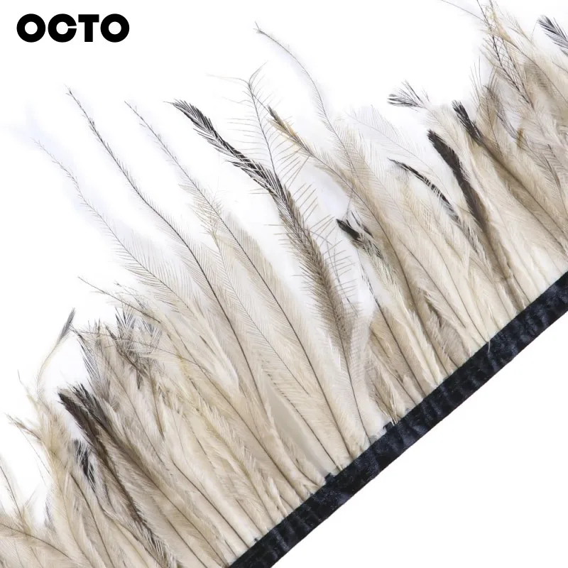Decorative Clothing Accessory 10-20CM Natural Color Emu Feather Fringe Trim Satin Ribbon Trimming Lace