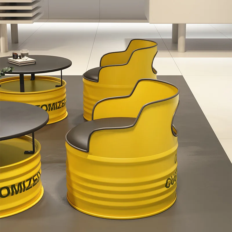 Industrial style oil barrel sofa chair commercial customized booth bar store table and chair combination