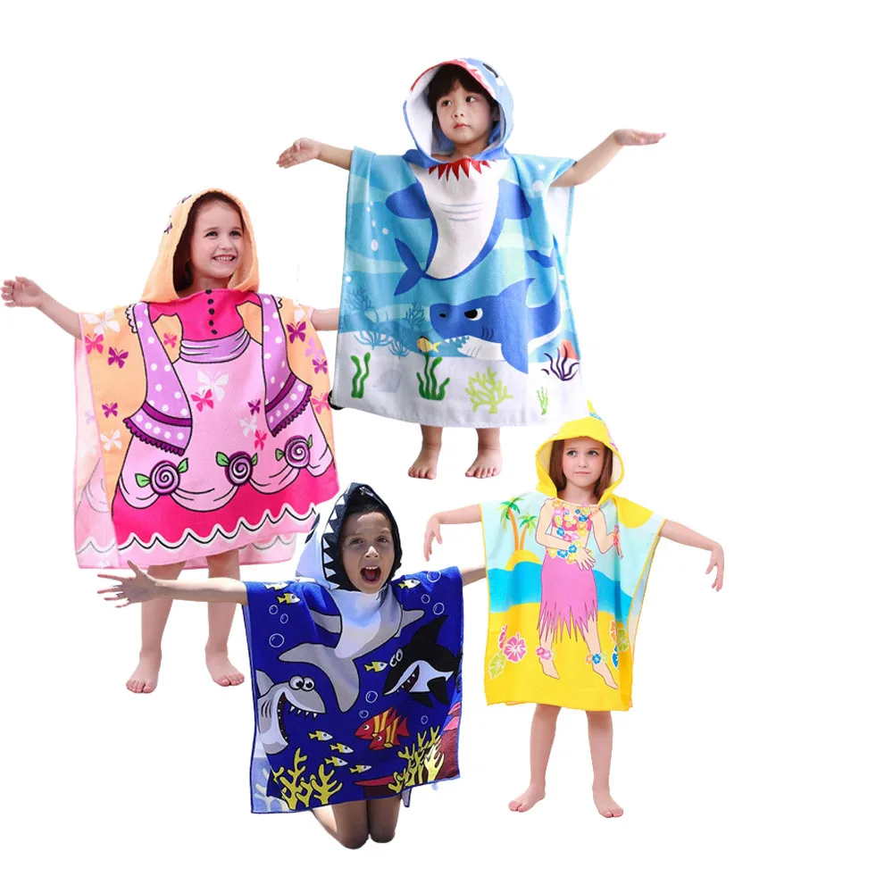 Custom printed towels bath cartoon microfiber hooded beach towel baby bath towel