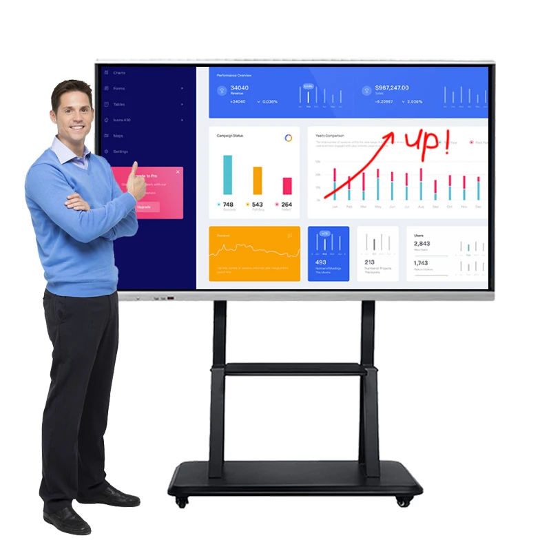 75 inch smart portable digital board touch screen stand electronic interactive whiteboard for classroom