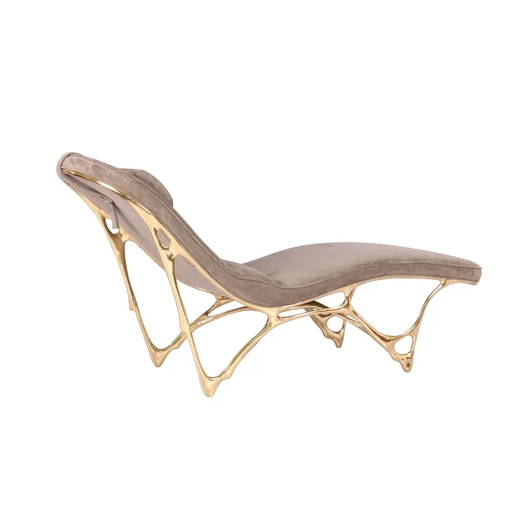 
Modern luxury lounge chair with copper fabric soft package 