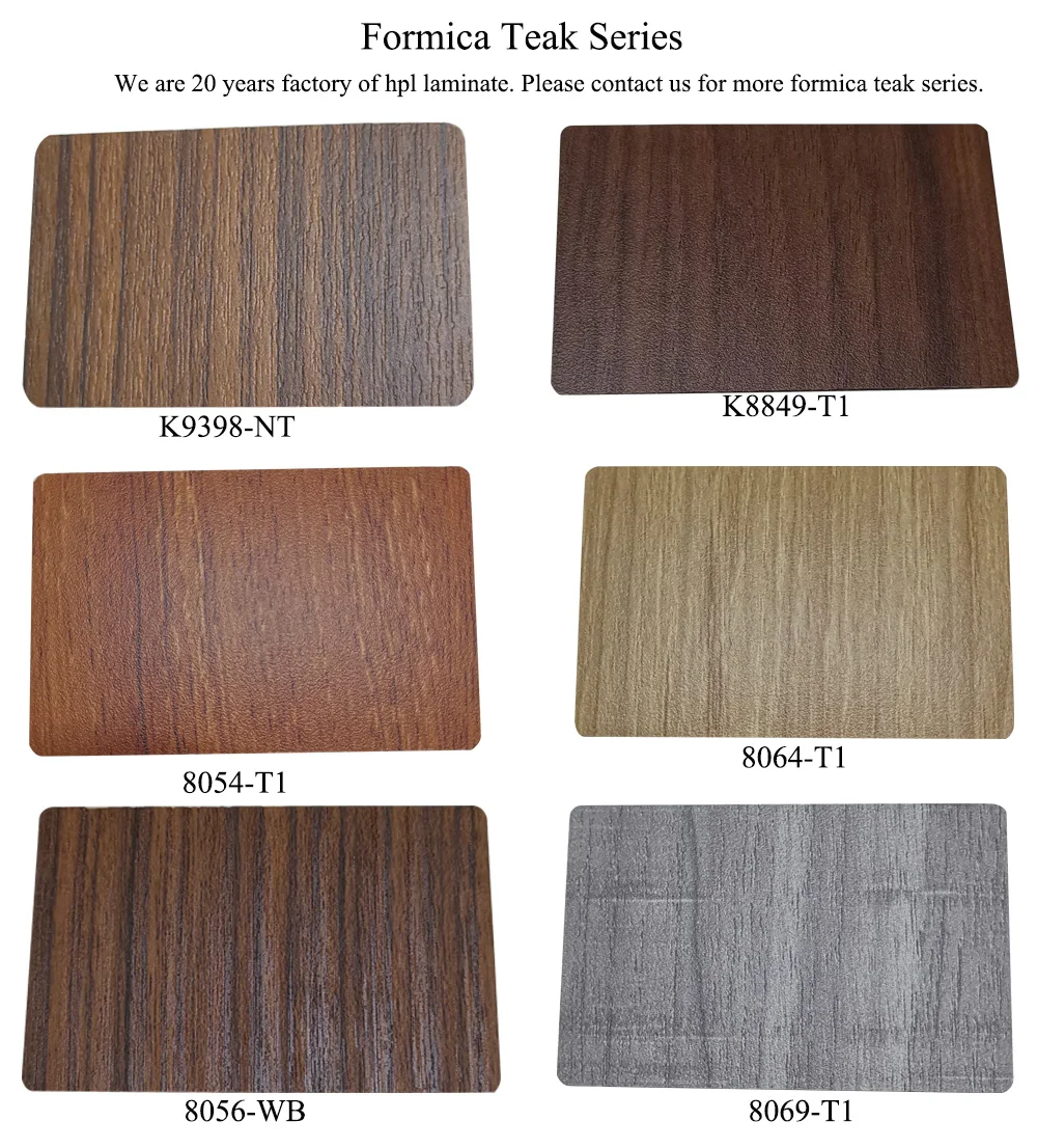 Lesifu K9398 8054 8056 8849 8064 8069 деревянный hpl поставщик древесной отделки винтажный Королевский Тиковый ламинированный настил formica teak