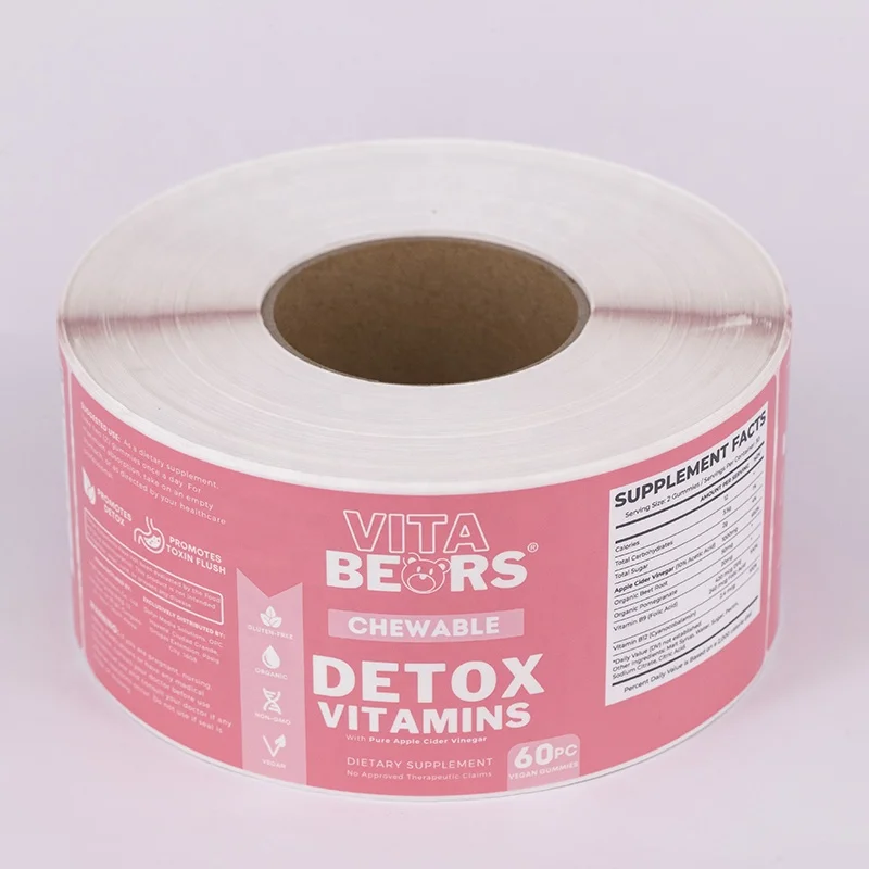 custom printing healthy pharmaceutical product spot uv bottle sticker , roll matte nutritional supplement labels