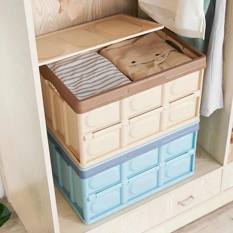 Reusable Collapsible Plastic Car Trunk Storage Box Organizer Folding Crates with Reflective Sticker,Waterproof Bag,Lid