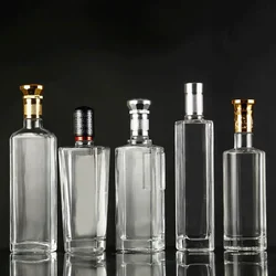 500ml 16OZ Empty Clear Round Vodka Tequila Brandy Whisky Liquor Glass Bottle