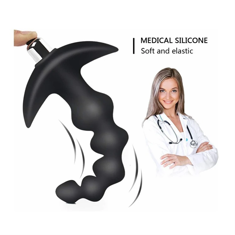 Vibrating Anal Beads Butt Plug Silicone 16 Vibration Modes Anal Sex Toy Bullet Vibrator for Men Women and Couples