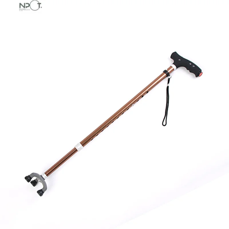 NPOT Ninghai professional high quality stable walking stick for old magnet therapy handle with LED flashlight