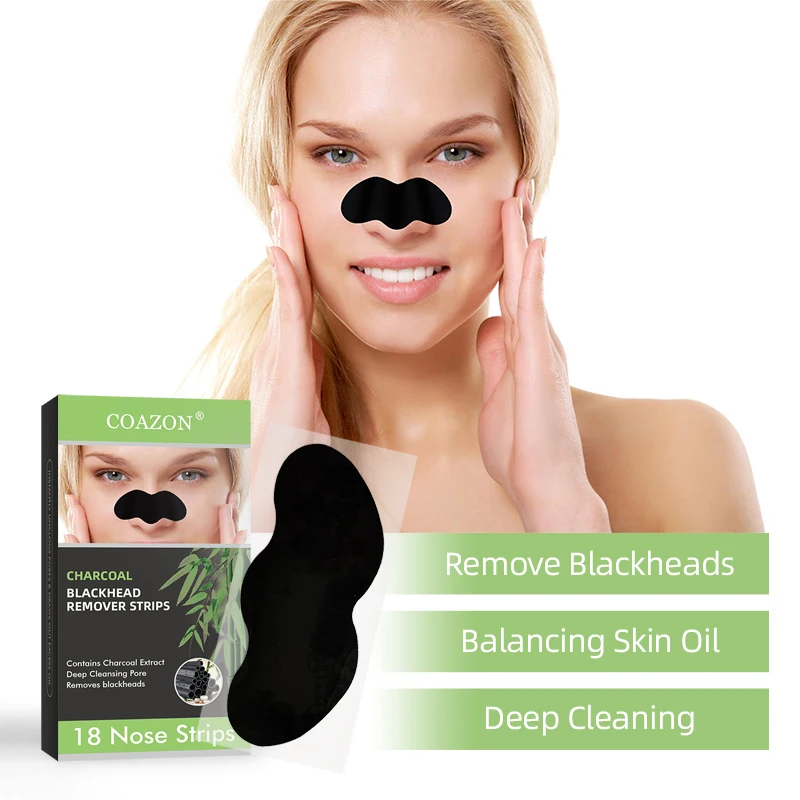 Coazon Charcoal Blackhead Peel Off Removal mask Deep Cleansing Pore Unclogging strips nose and chin blackhead strips for women