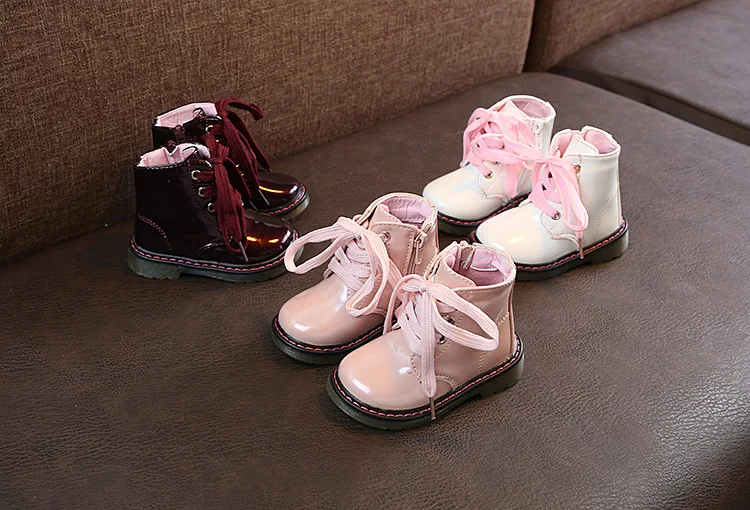 Lace up kids bright boots wholesale toddler boots fall and winter