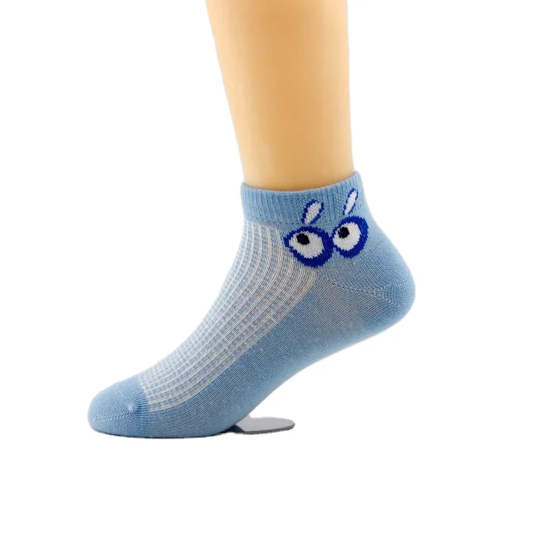 
Direct Manufacturer Low MOQ Classical Plain Color Cute Animal Eyes Low Cut Boys Designer Socks 